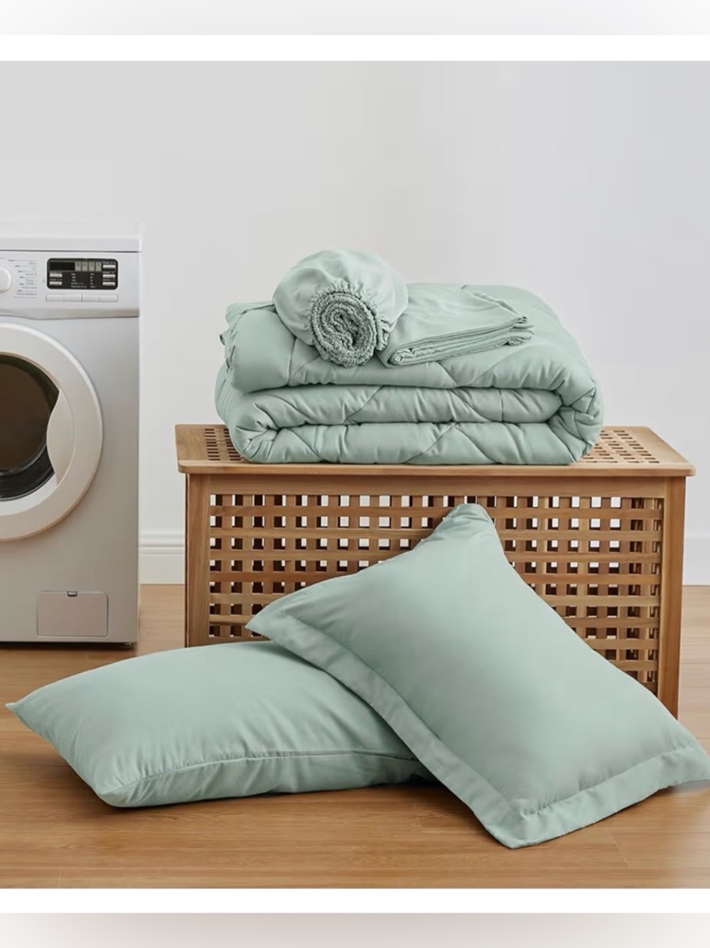 TWIN | Soft Sage Green Bedding Set – Sheets, Duvet Cover & Pillowcases